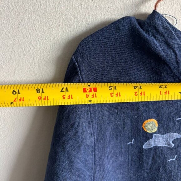 Blue-Eyed Bear Womens 100% Linen Dress Dark Blue Size Large - Picture 3 of 9